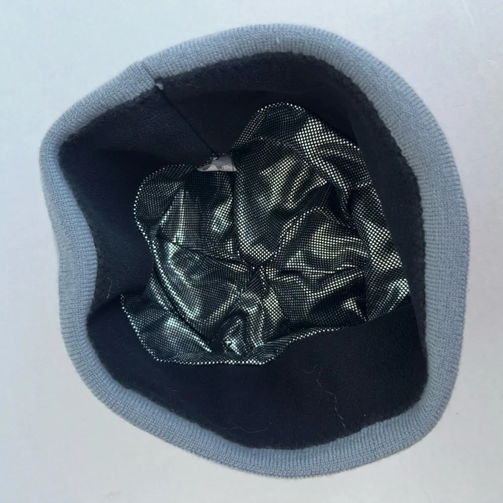 Columbia Omni Heat Lined Beanie Hat Purple Gray Stripe Winter Ski Hiking Cap